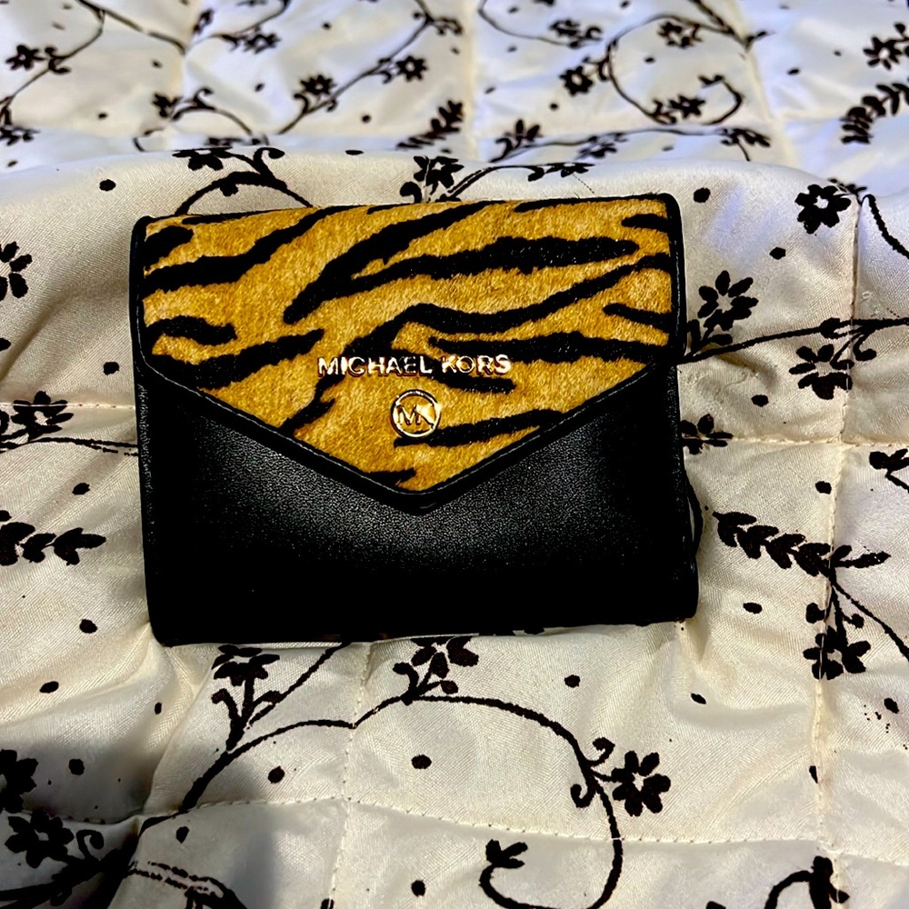 Small Michael Kors calf hair tiger stripe wallet